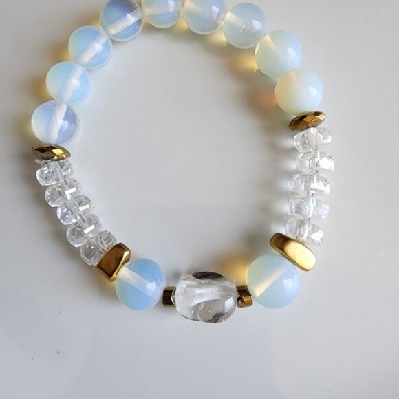 Elegant Lunar Stone  Beaded Bracelet - Picture 3 of 6